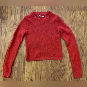 American Eagle Outfitters Vibrant Red Crew Neck Cropped XS Sweater
